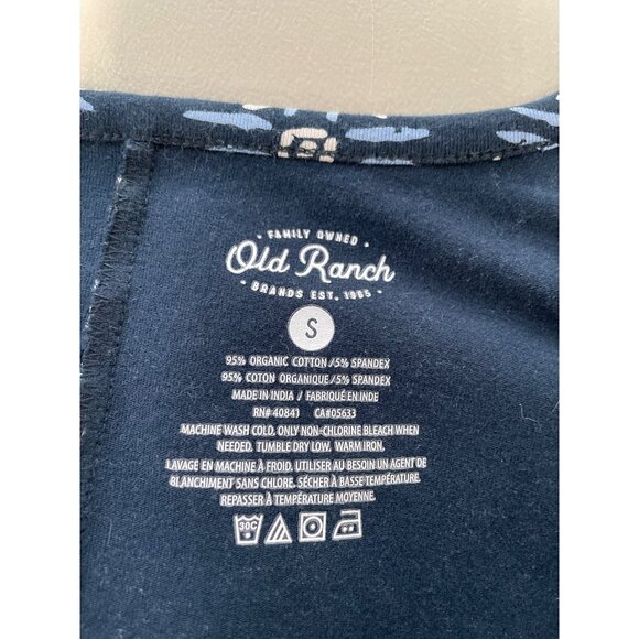 Old Ranch T Shirt Dress Size Small Crewneck Short Sleeve Geometric Blue White - Picture 3 of 7